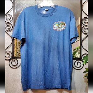 Vtg 1988 BSA Wood Lake Scout Reservation Blue Crewneck Tshirt XL Jr.